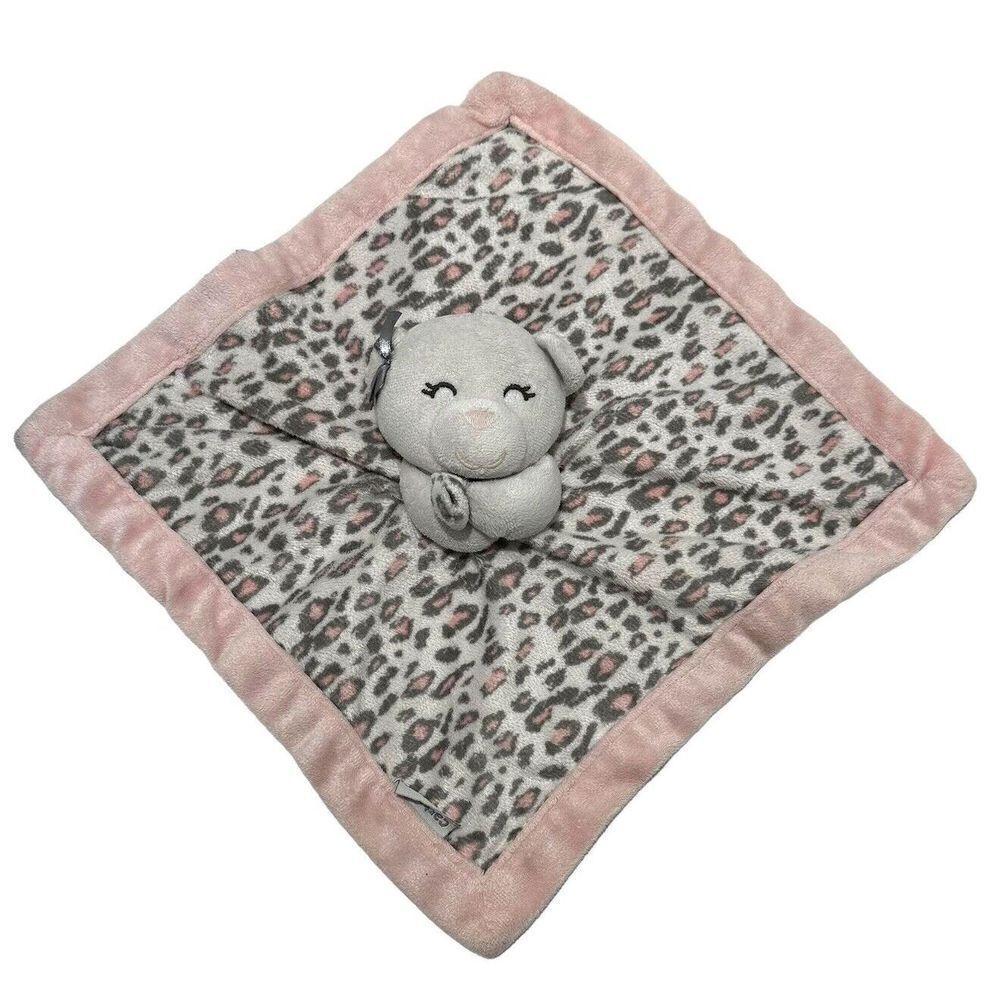 Carters Bear Kitty Cat Lovey Leopard Cheetah Print Pink Plush Security Blanket